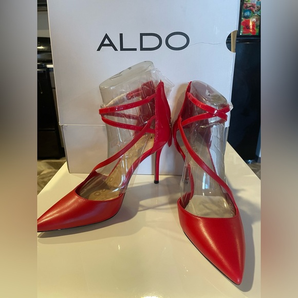 Aldo Vibrant Red Strappy Heels - Picture 3 of 3
